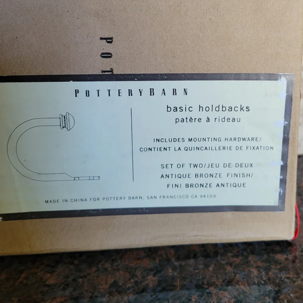 POTTERY BARN Basic Curtain Holdbacks Tiebacks Antique Bronze